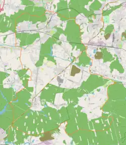 Mapa konturowa Orzesza, na dole po prawej znajduje się punkt z opisem „Zgoń”