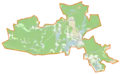 Mapa konturowa gminy Osiek, w centrum znajduje się punkt z opisem „Czapli Wierch”