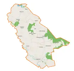 Mapa konturowa gminy Ostrówek, blisko centrum po lewej na dole znajduje się punkt z opisem „Luszawa”