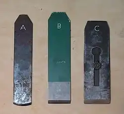 ostrza strugów: A-zdzieraka,B-równiaka, C-gładzika