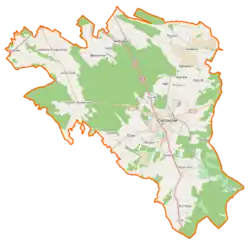 Mapa konturowa gminy Ostrzeszów, u góry po lewej znajduje się punkt z opisem „Lubeszczyk”