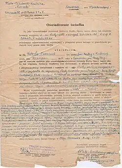 Oświadczenie Kazimierza Pluta-Czachowskiego o działalności Franciszka Koterby