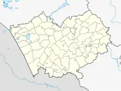 Mapa konturowa Kraju Ałtajskiego, blisko centrum po lewej na dole znajduje się punkt z opisem „Rubcowsk”