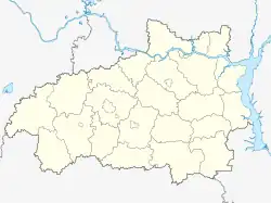 Mapa konturowa obwodu iwanowskiego, u góry znajduje się punkt z opisem „Plos”