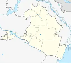 Mapa konturowa Kałmucji, blisko prawej krawiędzi na dole znajduje się punkt z opisem „Łagań”