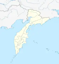 Mapa konturowa Kraju Kamczackiego, na dole po lewej znajduje się punkt z opisem „Apacza”