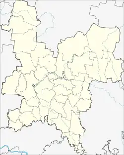 Mapa konturowa obwodu kirowskiego, w centrum znajduje się punkt z opisem „Kirow”