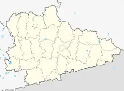 Mapa konturowa obwodu kurgańskiego, u góry po lewej znajduje się punkt z opisem „Katajsk”