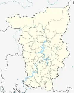 Mapa konturowa Kraju Permskiego, blisko centrum na dole znajduje się punkt z opisem „Perm 1”