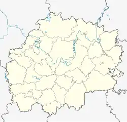 Mapa konturowa obwodu riazańskiego, po lewej nieco na dole znajduje się punkt z opisem „Pronsk”