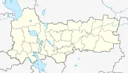 Mapa konturowa obwodu wołogodzkiego, na dole znajduje się punkt z opisem „Griazowiec”