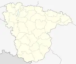 Mapa konturowa obwodu woroneskiego, po prawej nieco u góry znajduje się punkt z opisem „Borisoglebsk”