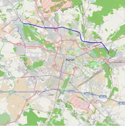 Mapa przebiegu linii kolejowej 395