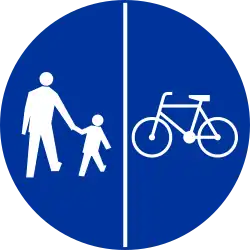 Znak C-16/13 wskazujący drogę dla rowerów i drogę dla pieszych obok siebie