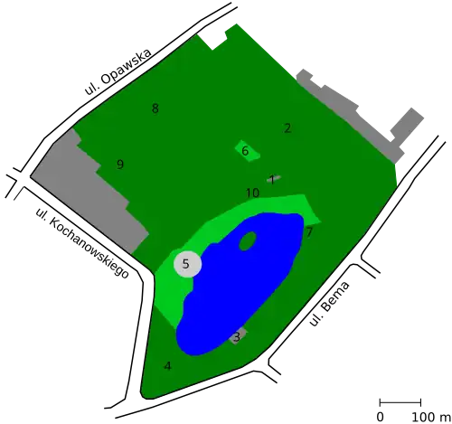 Mapa Parku im. Miasta Roth