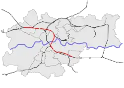 Mapa przebiegu linii kolejowej 100