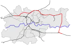 Mapa przebiegu linii kolejowej 95