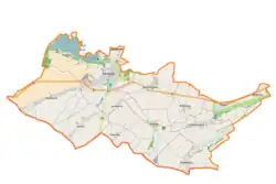 Mapa konturowa gminy Paczków, blisko centrum na dole znajduje się punkt z opisem „Ujeździec”