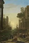 Krajobraz z barkami w Ostia Antica, Claude Lorrain