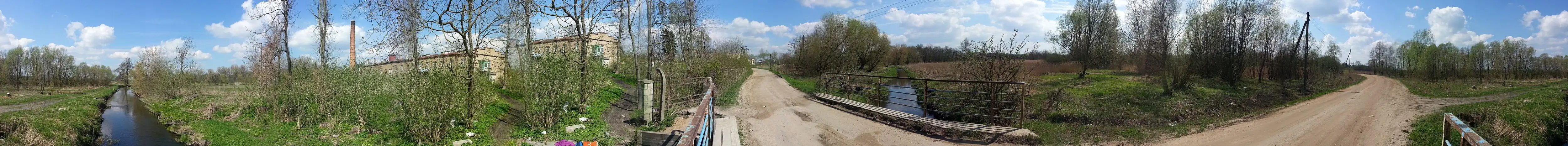 Panorama mostu w Choroszczy. Widok na rzekę Horodniankę.