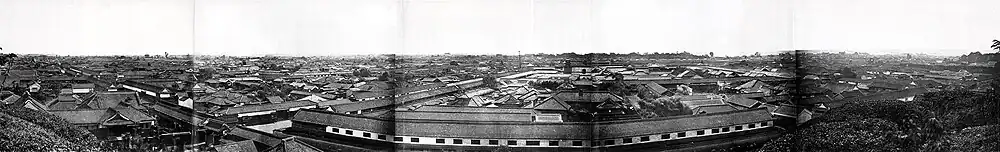 Panorama Edo (dziś Tokio), 1865 lub 1866. Tworzy ją pięć złączonych zdjęć.