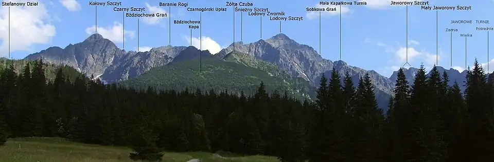 Panorama Tatr Wysokich z Gałajdówki