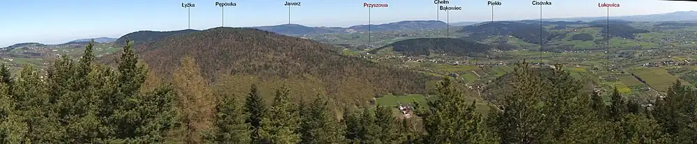 Panorama z wieży widokowej na Skiełku