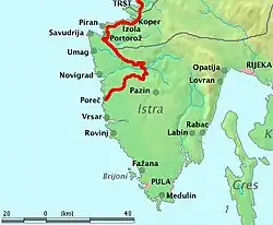 Mapa przebiegu linii kolejowej