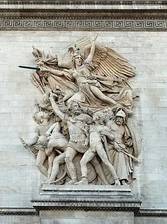 Odjazd ochotników (1833), relief z Łuku Triumfalnego zwany popularnie Marsylianką, nawiązuje do wydarzeń we Francji z 1792