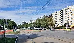 Widok na północ na wysokości skrzyżowania z ul. Bitwy nad Bzurą