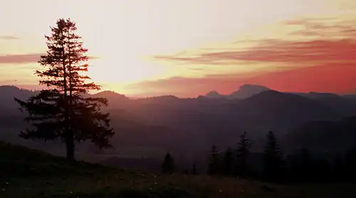 Widok spod przełęczy Rozdziela na Pieniny