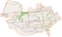 Mapa konturowa Pińska, po prawej znajduje się punkt z opisem „Stadion Chwala”