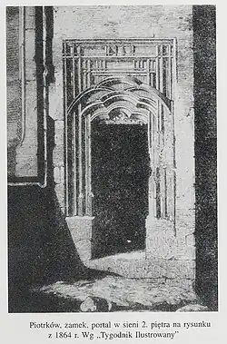 Portal gotycki w sieni 2 piętra wg rysunku z 1864 r.