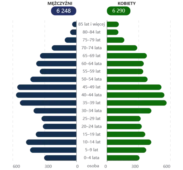 Ludność Gminy Dobrcz w 2022 roku według płci i wieku