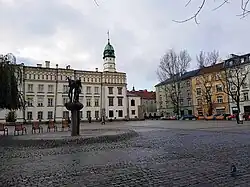 Widok na północny zachód od skrzyżowania z ulicą Bocheńską.