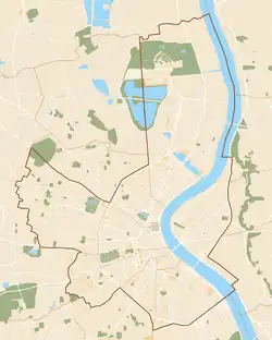 Mapa konturowa Bordeaux, na dole nieco na lewo znajduje się punkt z opisem „Stade Chaban-Delmas”