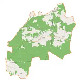 Mapa konturowa gminy Poświętne, u góry znajduje się punkt z opisem „Mysiakowiec”