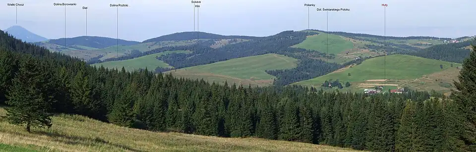 Dolina Huciańska i szczyty południowej części Pogórza Orawskiego
