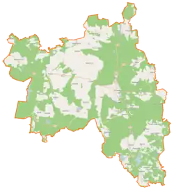 Mapa konturowa gminy Polanów, w centrum znajduje się punkt z opisem „Cetuń”