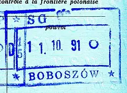 Polski stempel kontroli granicznej (październik 1991)