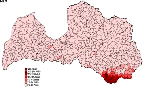 % ludności polskiej w miastach i pagastsach Łotwy w 2024