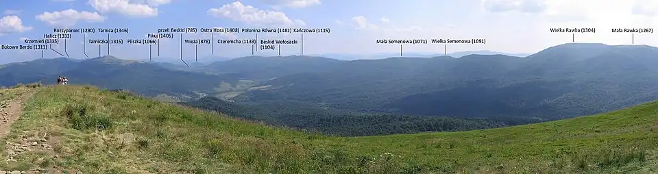 Panorama z wierzchołka 1239 m na południe