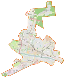 Mapa konturowa Połocka, blisko centrum po lewej na dole znajduje się punkt z opisem „Sobór Mądrości Bożej (Sofijski)”