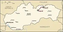 Mapa przebiegu linii kolejowej 185