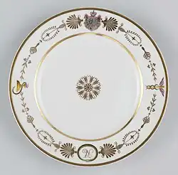 Talerz z serwisu zamówionego przez Józefa Mikołaja Radziwiłła dla jego córki Konstancji. 1815–1820. Muzeum Narodowe w Lublinie