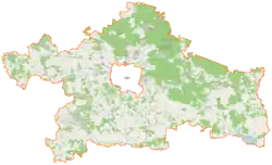 Mapa konturowa powiatu białostockiego, na dole znajduje się punkt z opisem „Simuny”