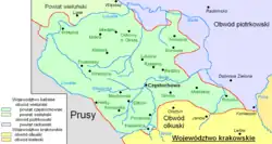 Mapa powiatu częstochowskiego w latach 1795–1842