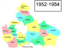 Podziału powiatu częstochowskiego na gminy w latach 1952–1954