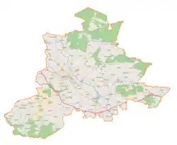 Mapa konturowa powiatu jarosławskiego, po prawej nieco na dole znajduje się punkt z opisem „Chotyniec”