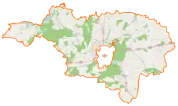 Mapa konturowa powiatu leszczyńskiego, u góry znajduje się punkt z opisem „Lipno Nowe”